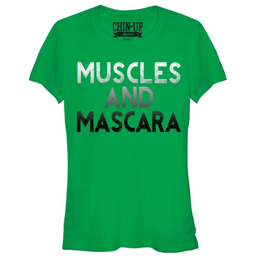 CHIN UP Junior’s Muscles and Mascara  T Shirt Kelly Green