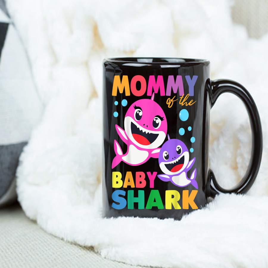 Coffee Mug Mommy Of The Baby Shark Birthday Mommy Shark Mug – Black Mug