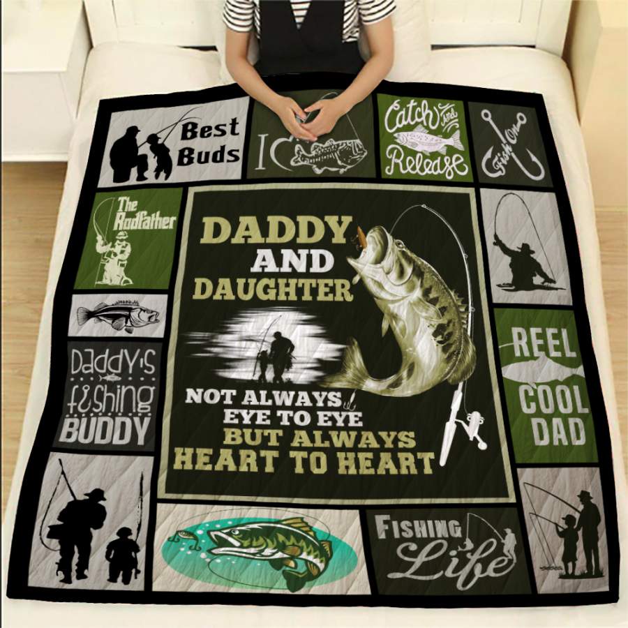 Wozoro Quilt Blanket Fishing Daddy And Daughter Always Heart To Heart Twin Queen King Size