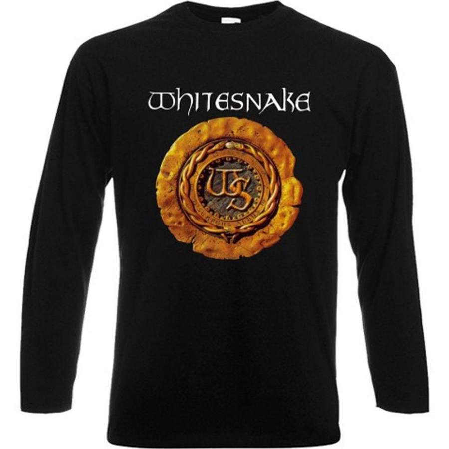 Fashion White Snake Whitesnake Metal Rock Band Logo Long Sleeve Black T-shirt