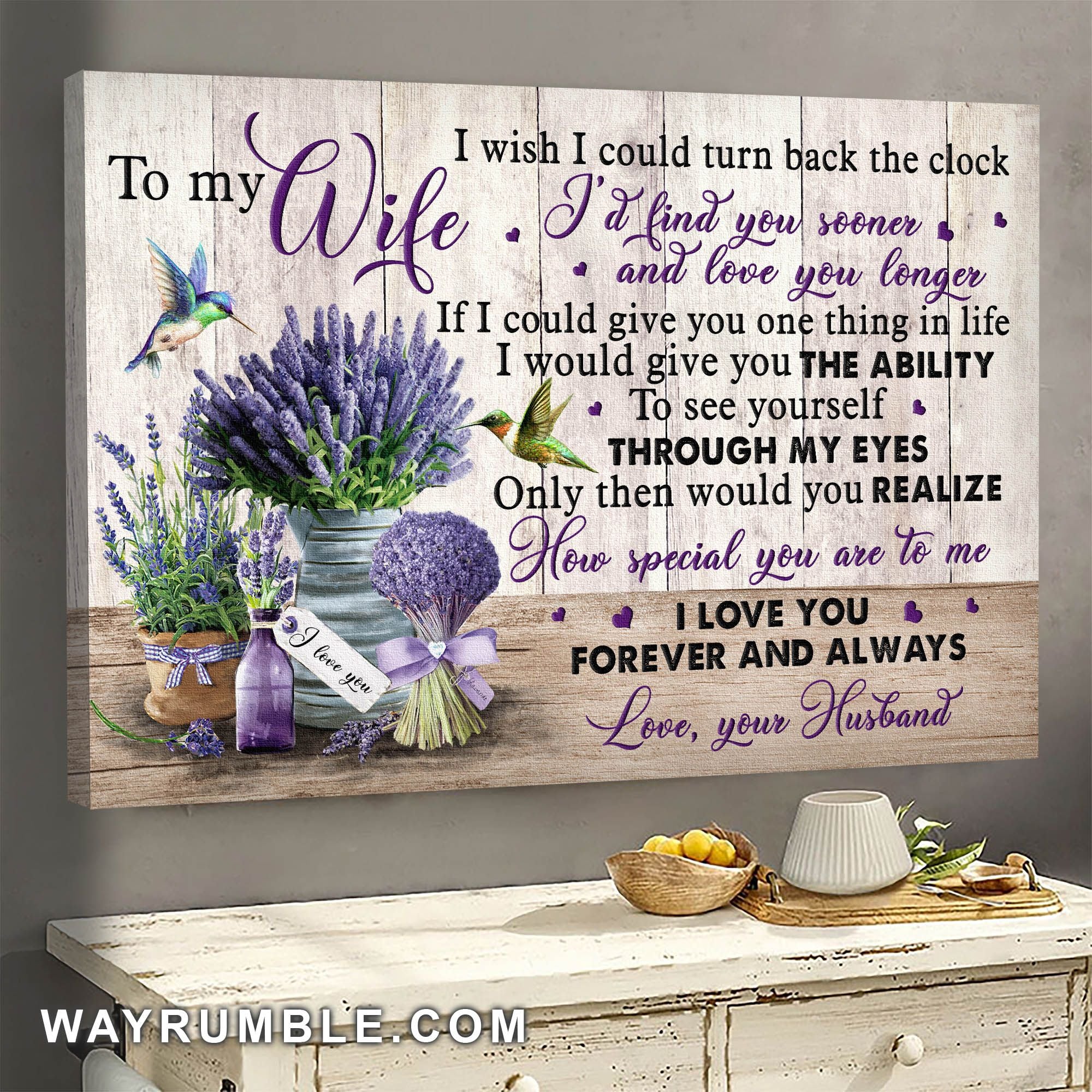 To My Wife – Lavender And Hummingbird – In My Eye You Are Special – Couple Landscape Canvas Prints Wall Art Gift For Family, Wall Art Decor, Canvas Print, Home Decor