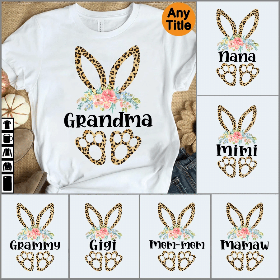 Personalized Nickname Family Happy Easter Cute Bunny T-Shirt #L