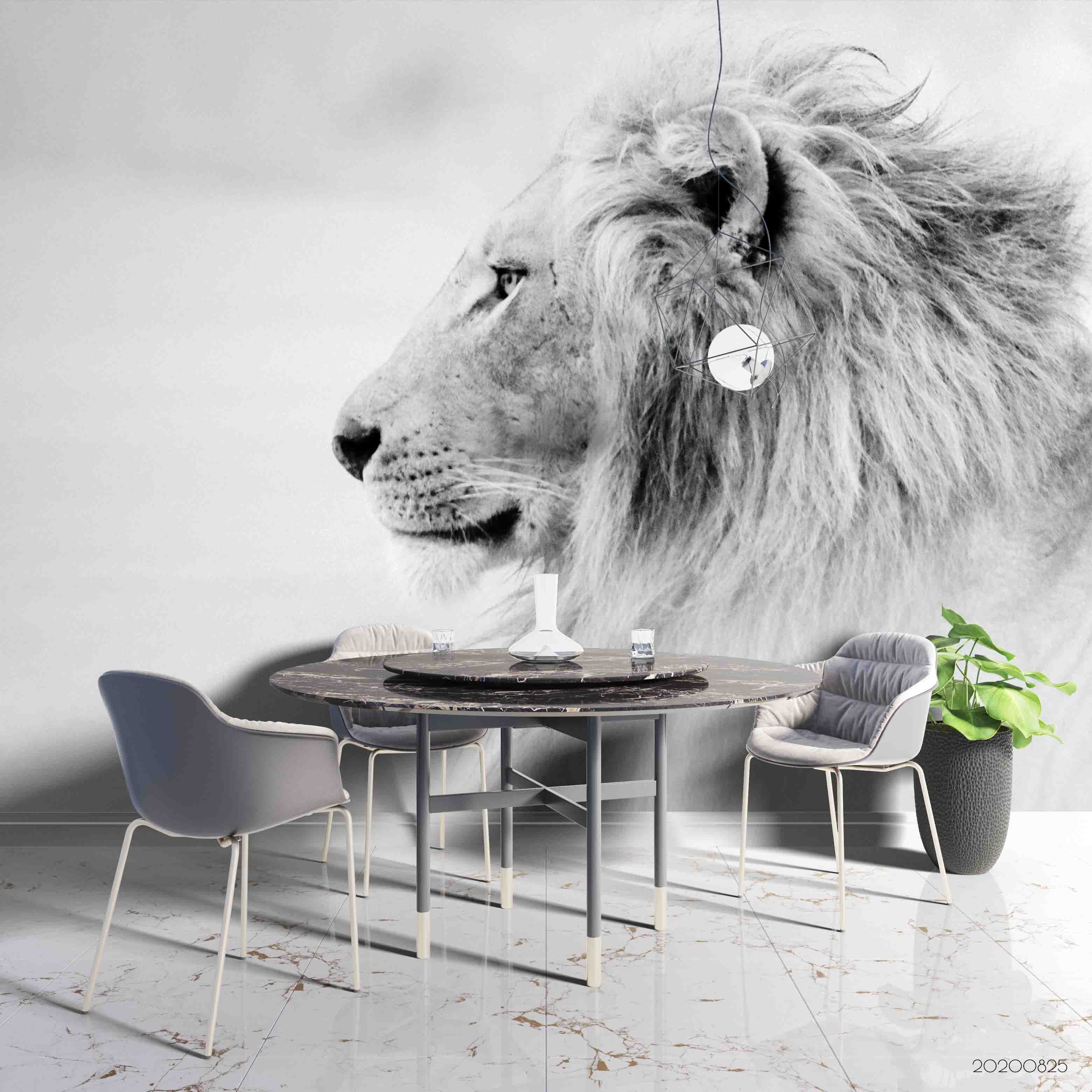 3D Hand Drawn Animal Grey Lion Wall Mural Wallpaper Lqh 53