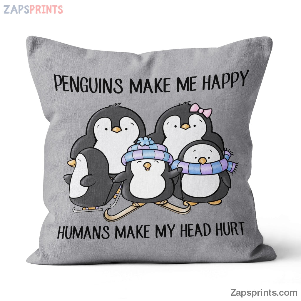 Penguin Custom Canvas Pillow Penguins Make Me Happy – Canvas Pillow