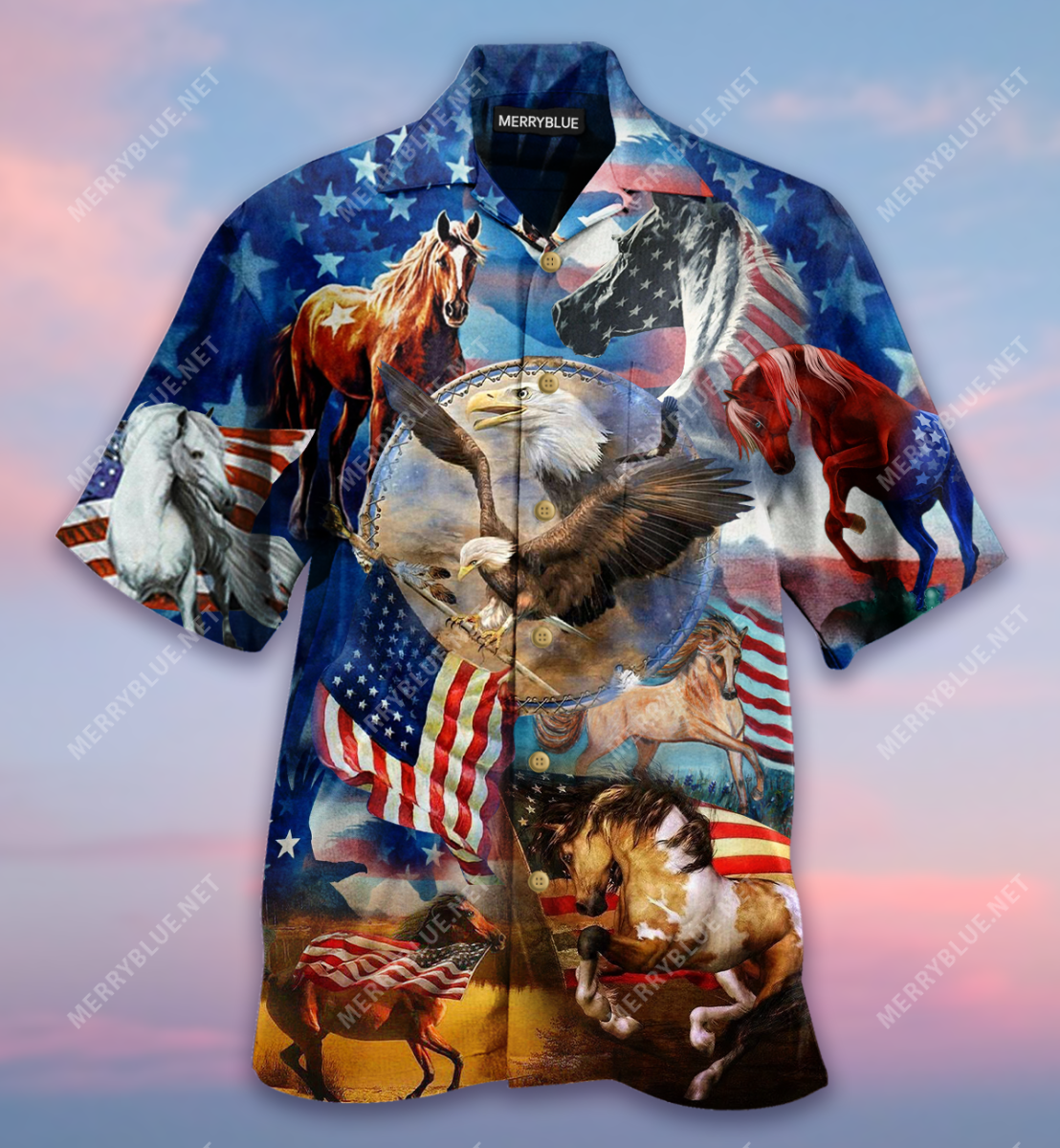 American Patriotic Horse Unisex Hawaiian Shirt