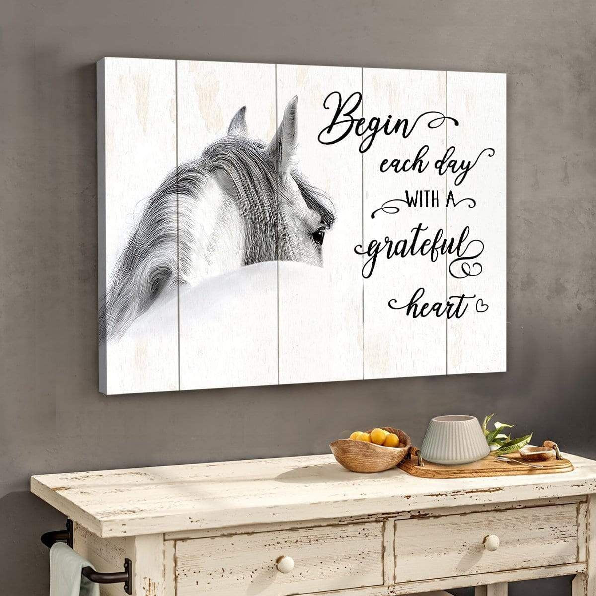 Begin Each Day Horse Wall Art Canvas Gift For Family, Wall Art Decor, Canvas Print, Home Decor