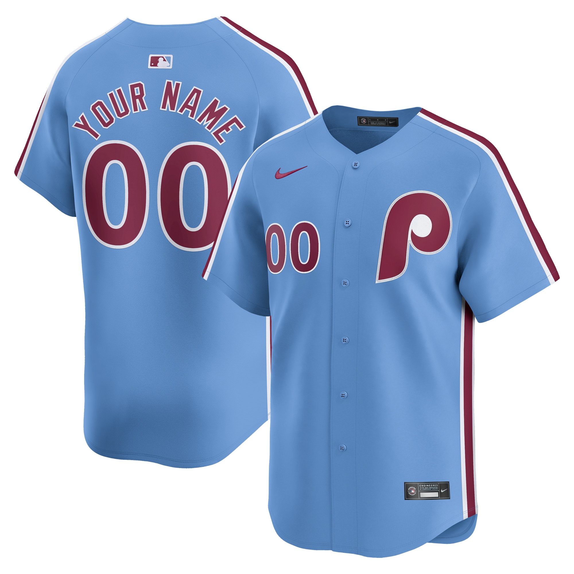 Philadelphia Phillies Alternate Limited Custom Jersey  Light Blue