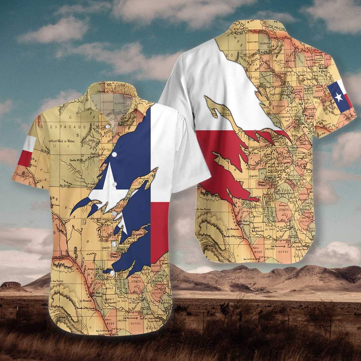 Texas Flag And Map Hawaii Shirt Ha44603