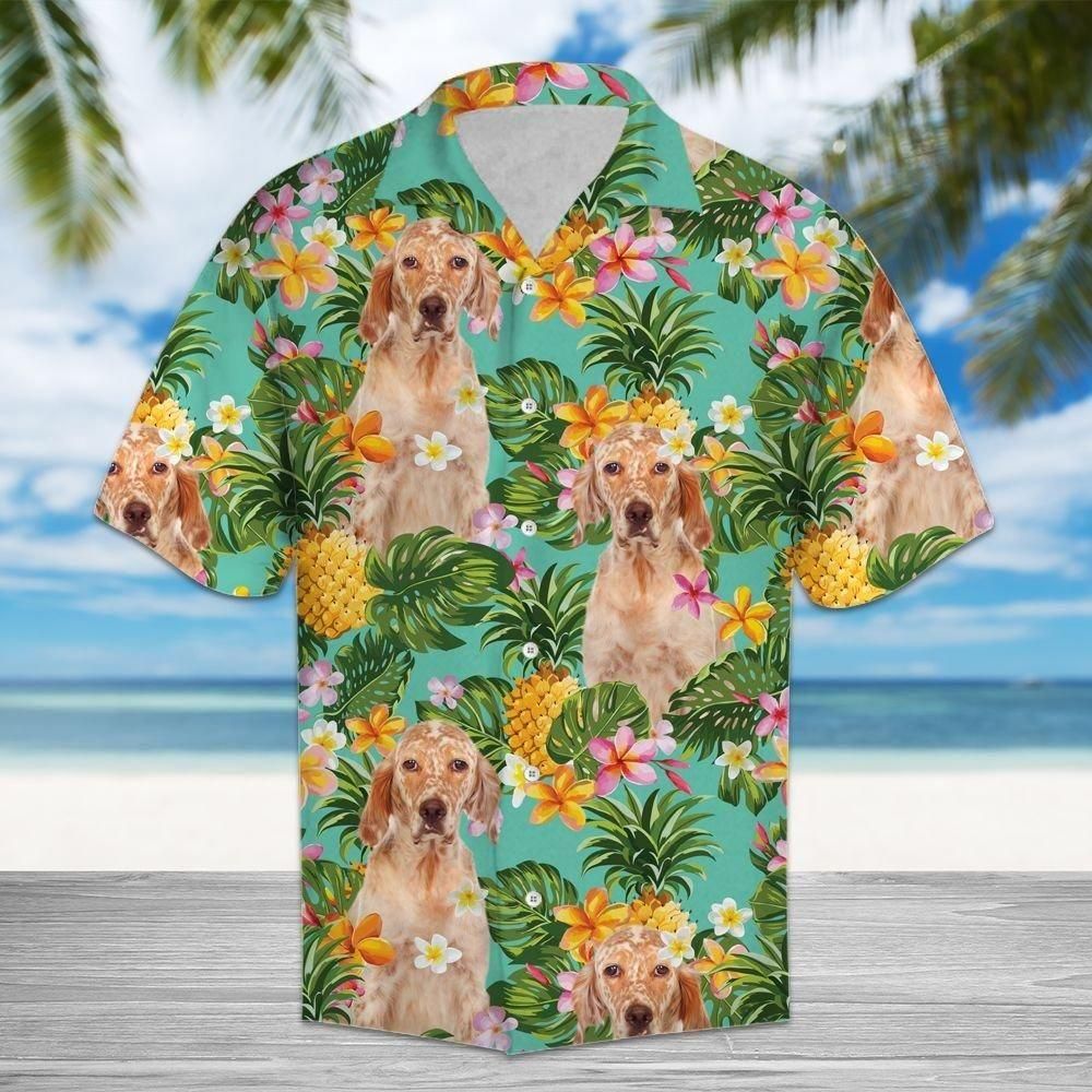 Tropical Pineapple English Setter Aloha Hawaiian Shirt Colorful Short Sleeve Summer Beach Casual Shirt For Men And Women