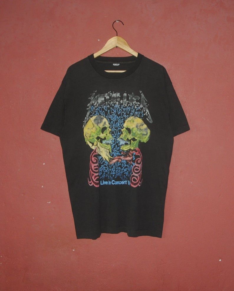 Vintage Metallica 1991 Live In Concert Tour T Shirt Size Large Xl 90S Pushead Heavy Metal Thrash Rock Sad But True Promo Tee