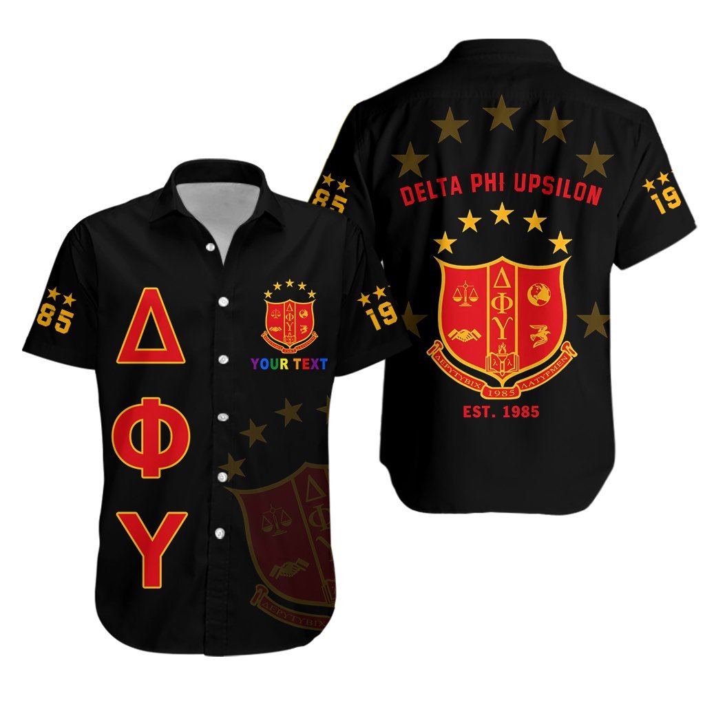 (Custom Personalised) Delta Phi Upsilon Hawaiian Shirt Pride (Black) Lt13