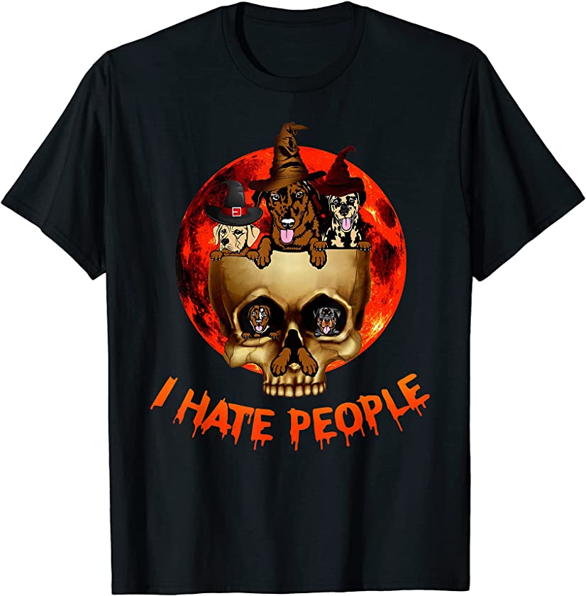 Catahoula Leopard Dog Dog Lover I Hate People Skull With The T-Shirt