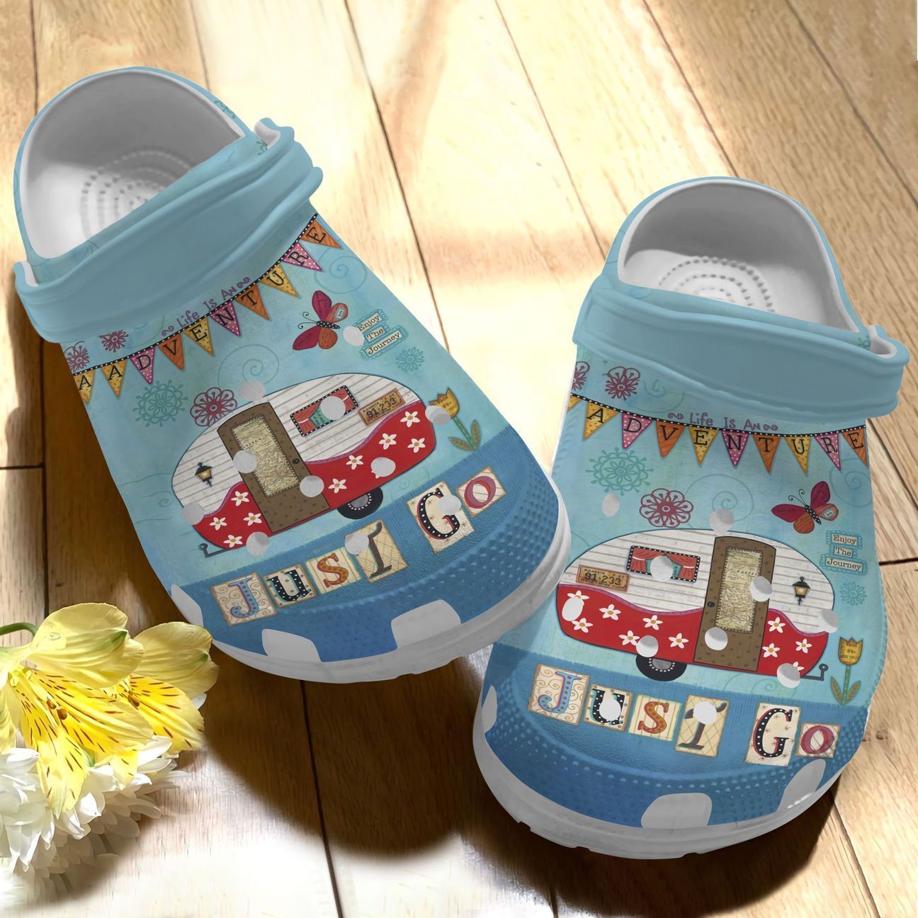 Camping Personalized Clog, Custom Name, Text Just Go, Fashion Style For Women, Men, Kid, Print 3D