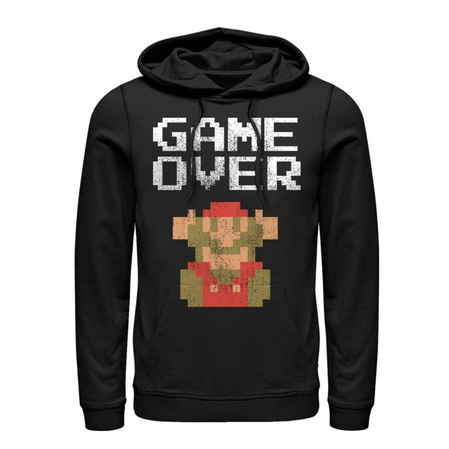 Nintendo Men’s Mario Game Over  Lightweight Hoodie Black