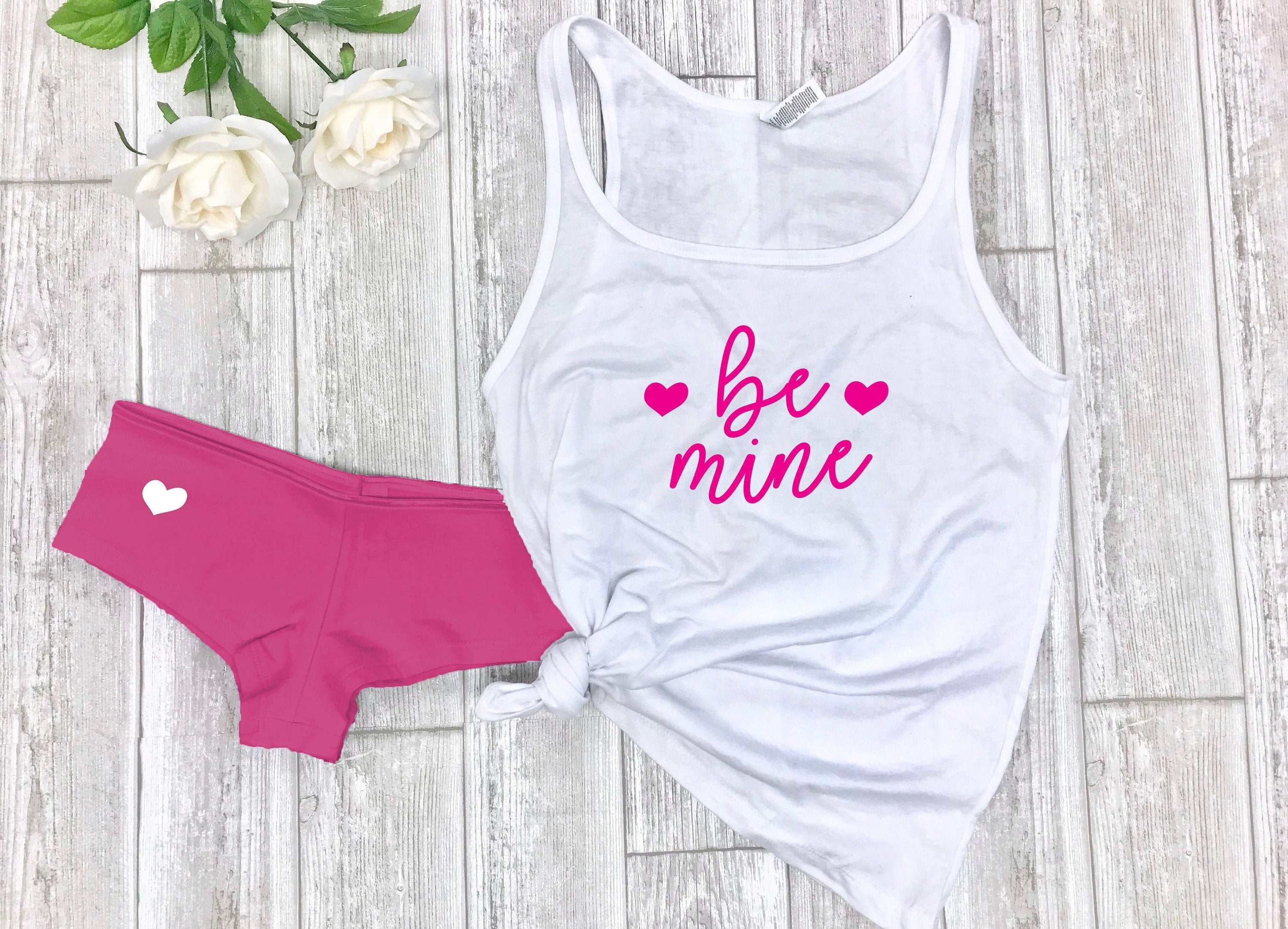 Valentines Outfit, Valentines Gift For Husband, Valentines Gift For Boyfriend, Be Mine Tank, Be Mine Undies, Cute Valentines Gift For Wife