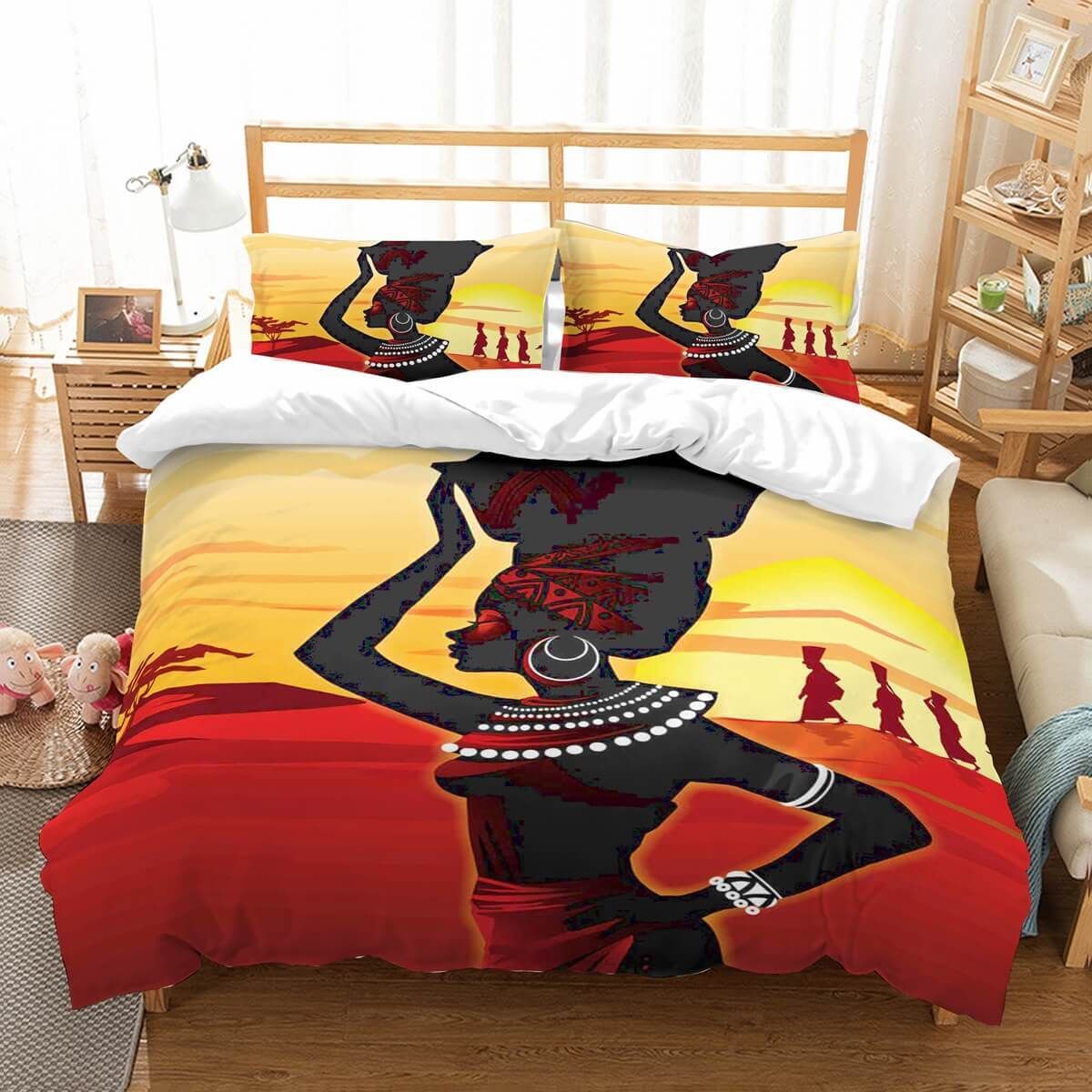 3D Customize African Women Duvet Quilt Bedding Set L98