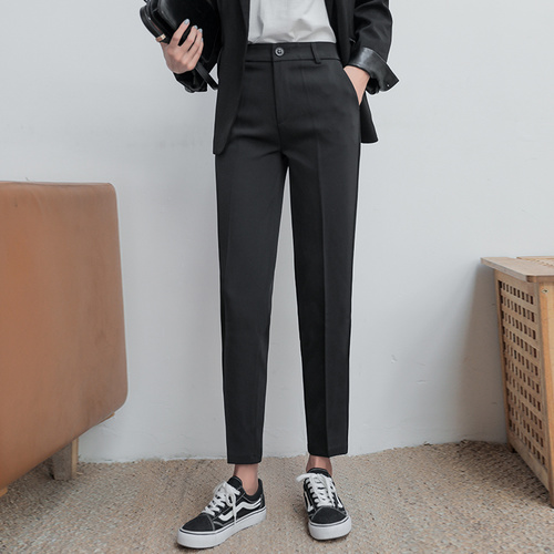 Spring and Autumn Cropped Suit Pants Women’s Straight Loose Loose-fitting Casual Trousers Eight-point Cigarette Pants alx