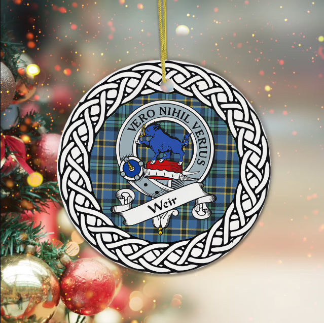 Weir Scottish Clan Tartan Crest Badge Plaid Ornament Gift. Christmas Tree Ornament Tartan Ornament Great Christmas Ornaments Gift