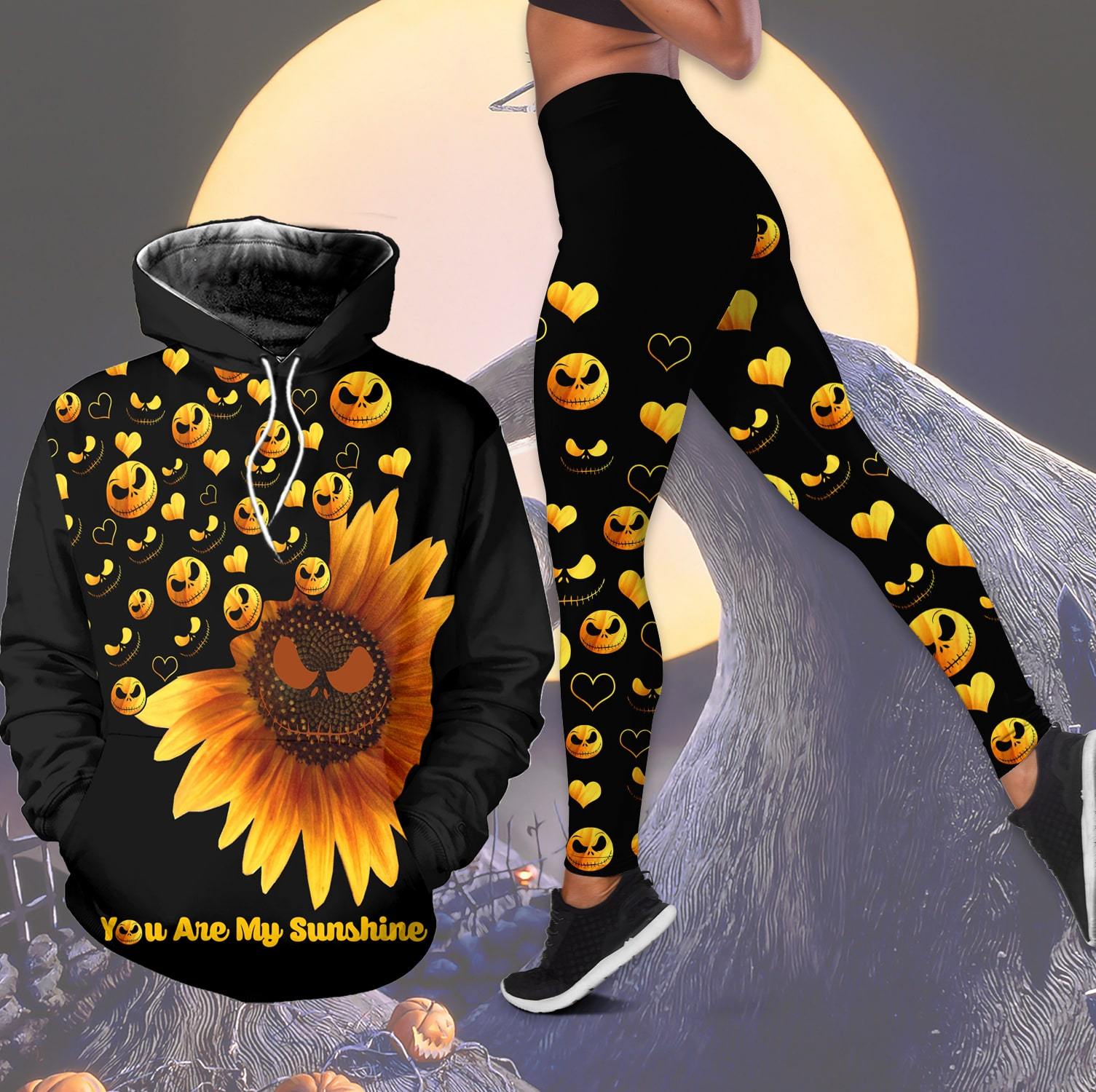 3D You Are My Sunshine Jack Skellington Combo Hoodie And Legging Custom Apparel Hls110