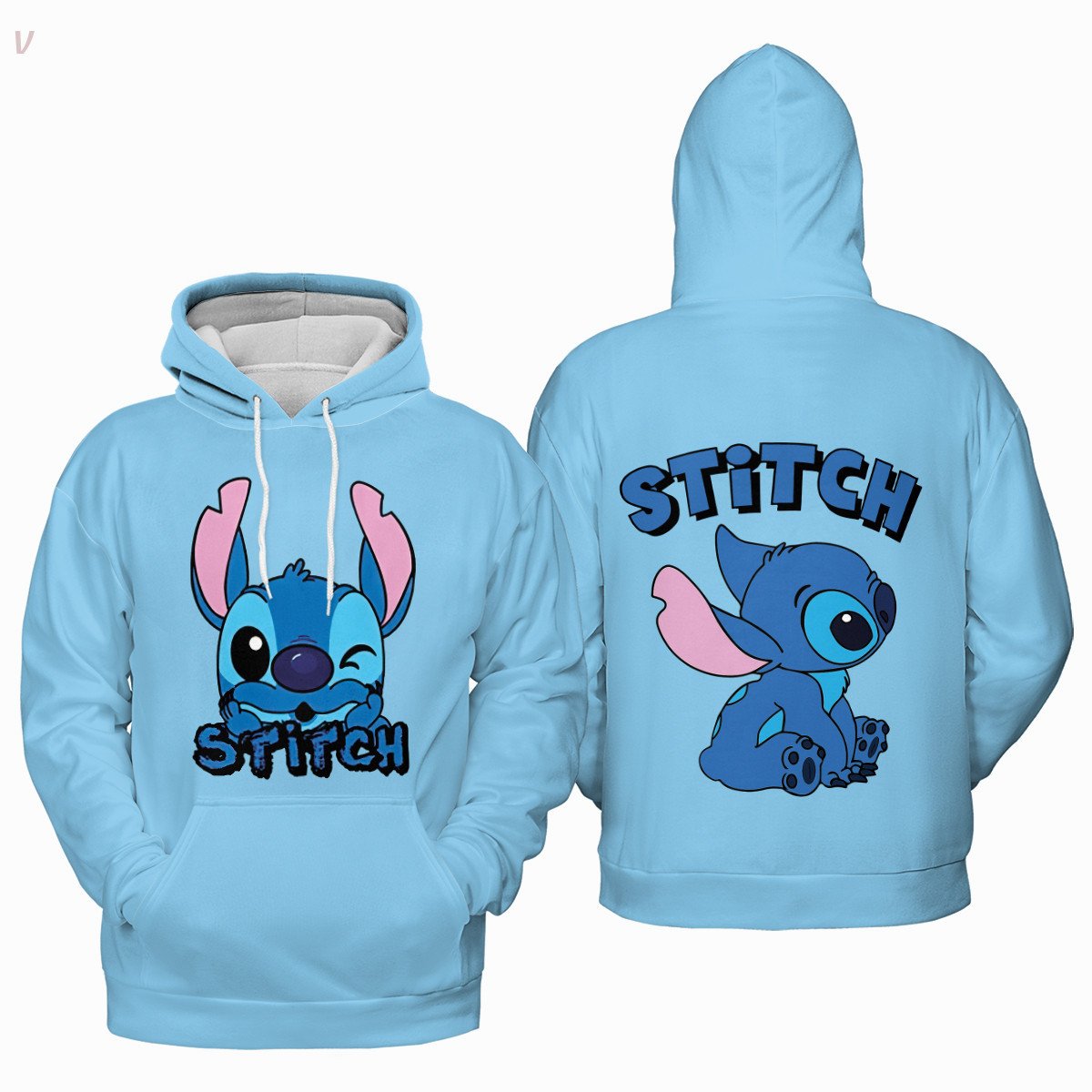 Simple Pink & Blue Couple Stitch Hoodie 3D