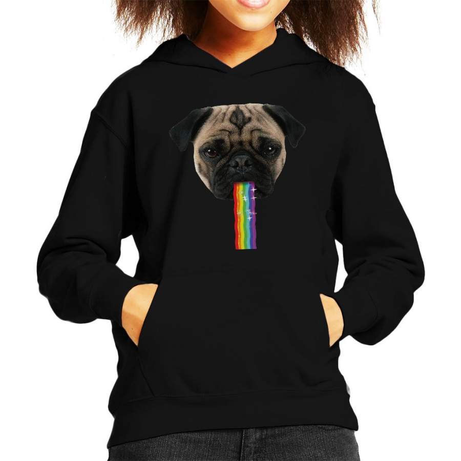Pug Puking Rainbow Snapchat Filter Kid’s Hooded Sweatshirt