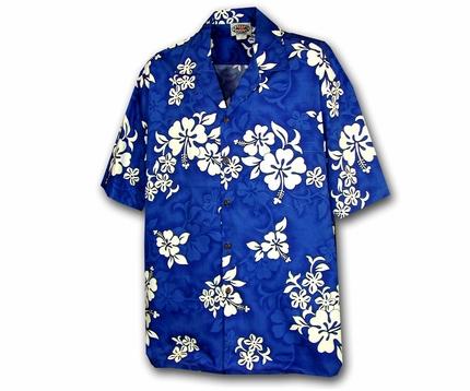 White Flower Blue Shirt Made In Summer Beach Shirts Hawaiian Ha5085