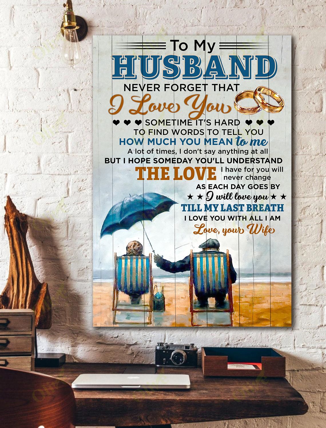 To My Husband – Love You With All Of Me Canvas Wall Art Home Decor