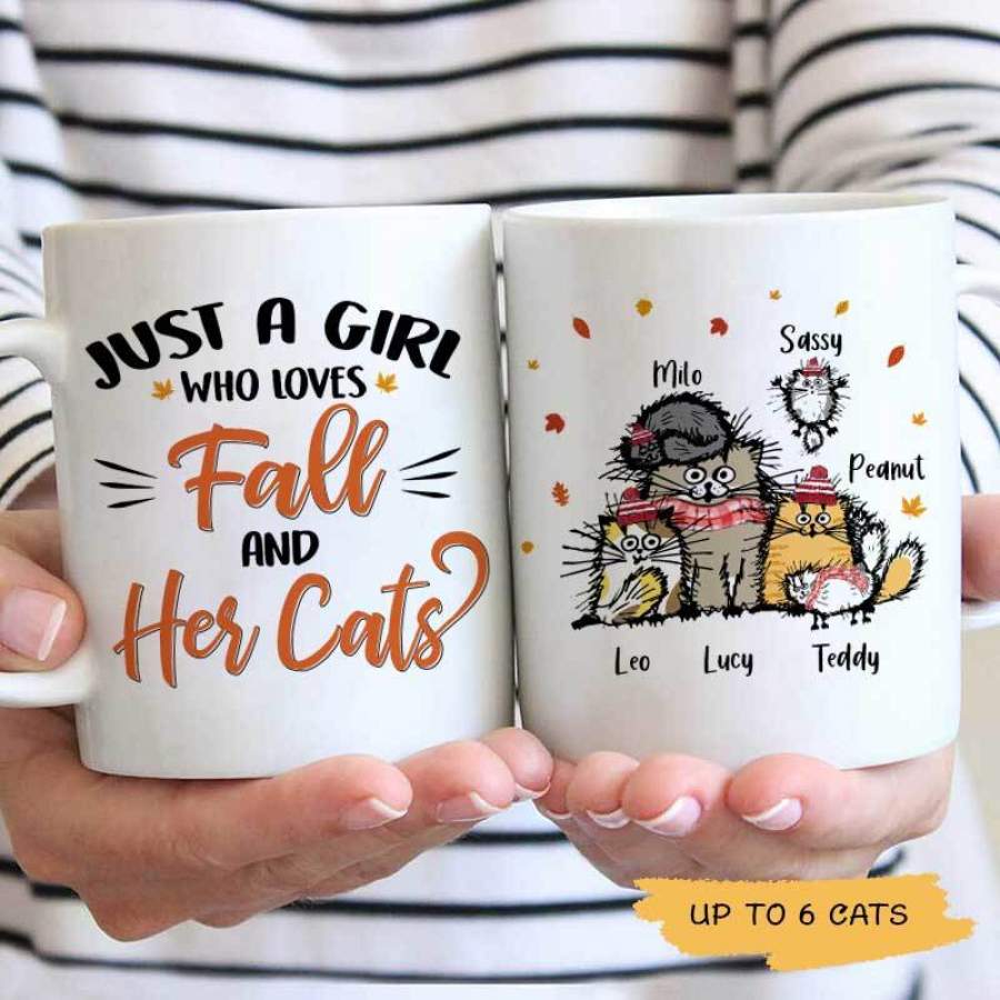 Just A Girl Who Love Fall And Cats Personalized Mug