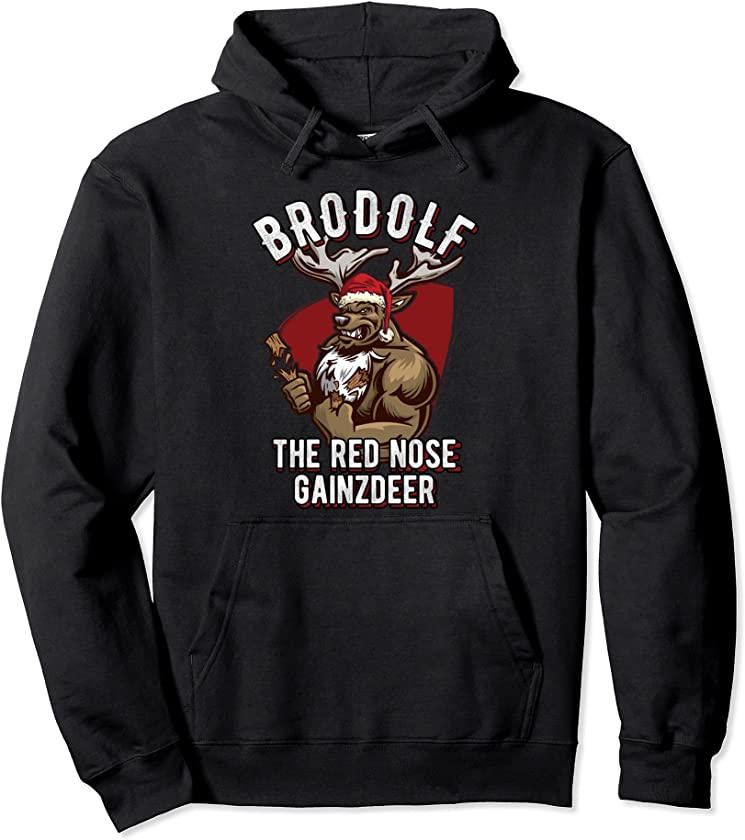 Brodolf Gainzdeer Ugly Christmas Sweater Gym Pullover Hoodie