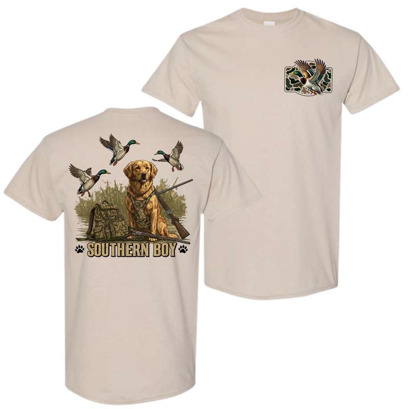 Southern Boy T-Shirt, Hunting Dog Camouflage Shirt, Camo Dog Retro Hunt Duck Hunting T-Shirt Menswear Top
