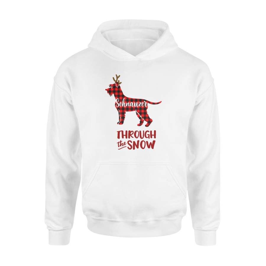 Through The Snow Christmas Schnauzer Red Plaid Hoodie