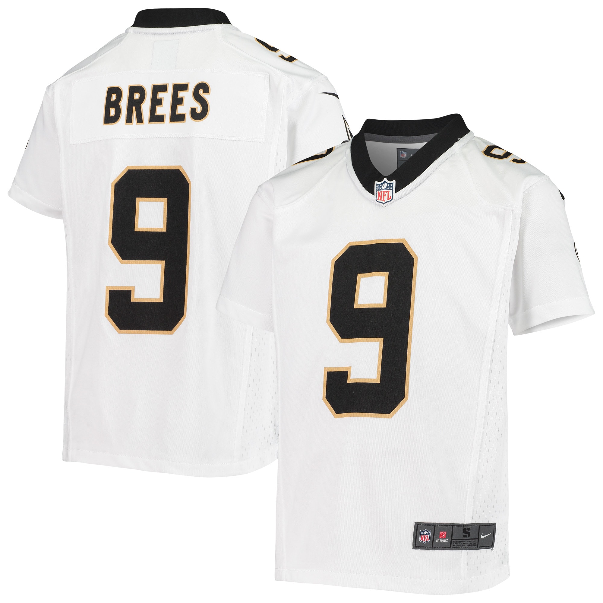 Youth New Orleans Saints Drew Brees White Game Jersey