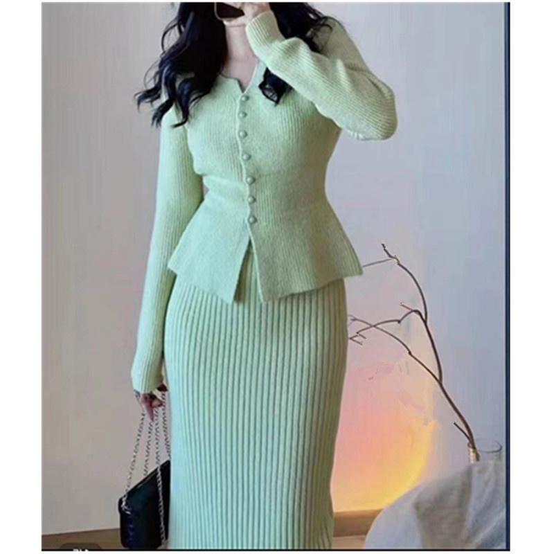 XFPV Fashion Chic Slim Cardigan Sweater Top Y2k Women Knitted Two Piece Skirt Set New Fashion Tide Autumn Winter 2022 SM3849 alx