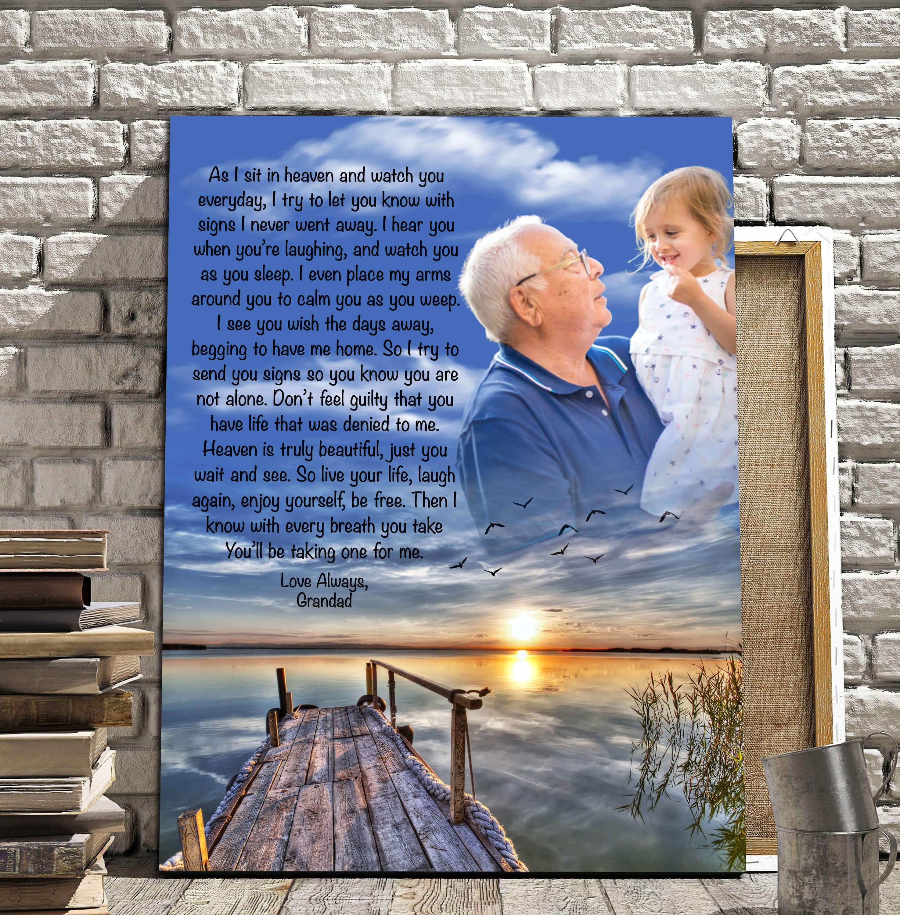 As I Sit In Heaven Second Wind Custom Canvas, Personalized Photo Memorial Poster Canvas, Gift For Family Gift for Remembrance Home Decor Wall Art Visual Art