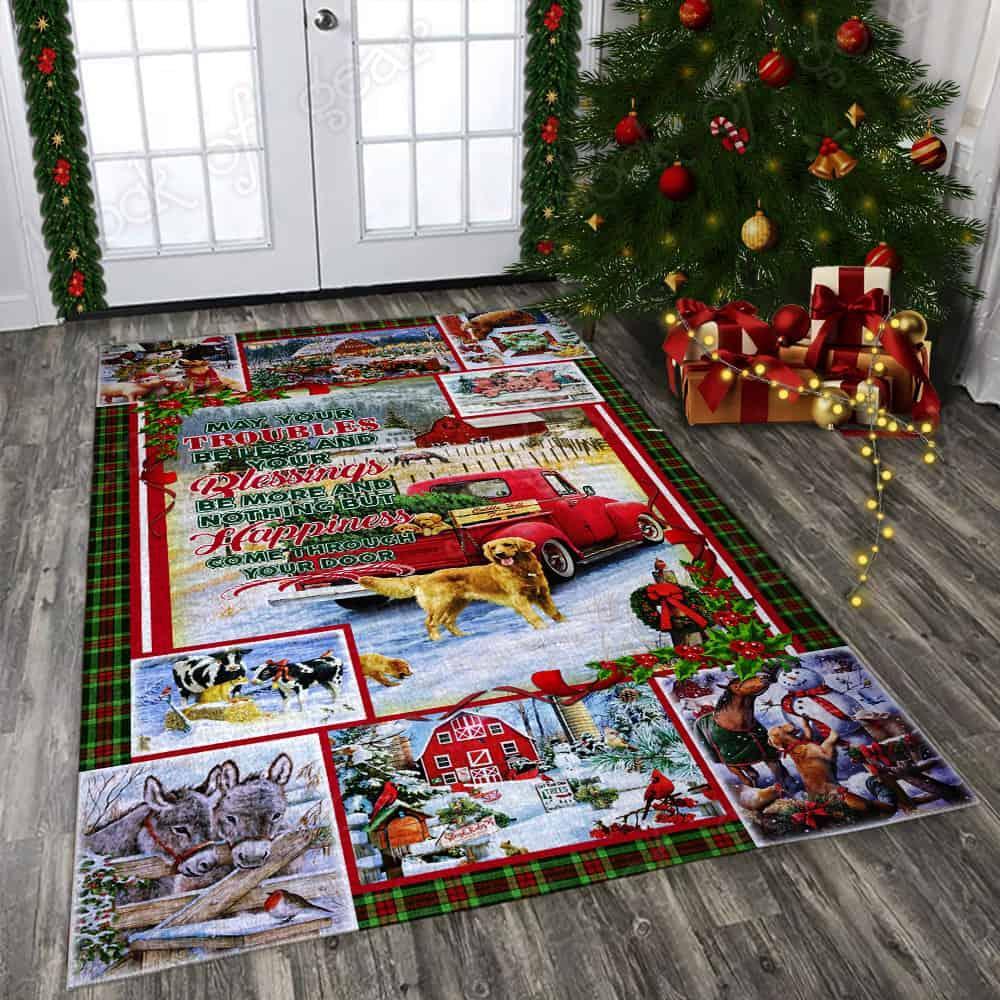 Red Truck Animal Christmas Area Rug | Colorful S – 2XL