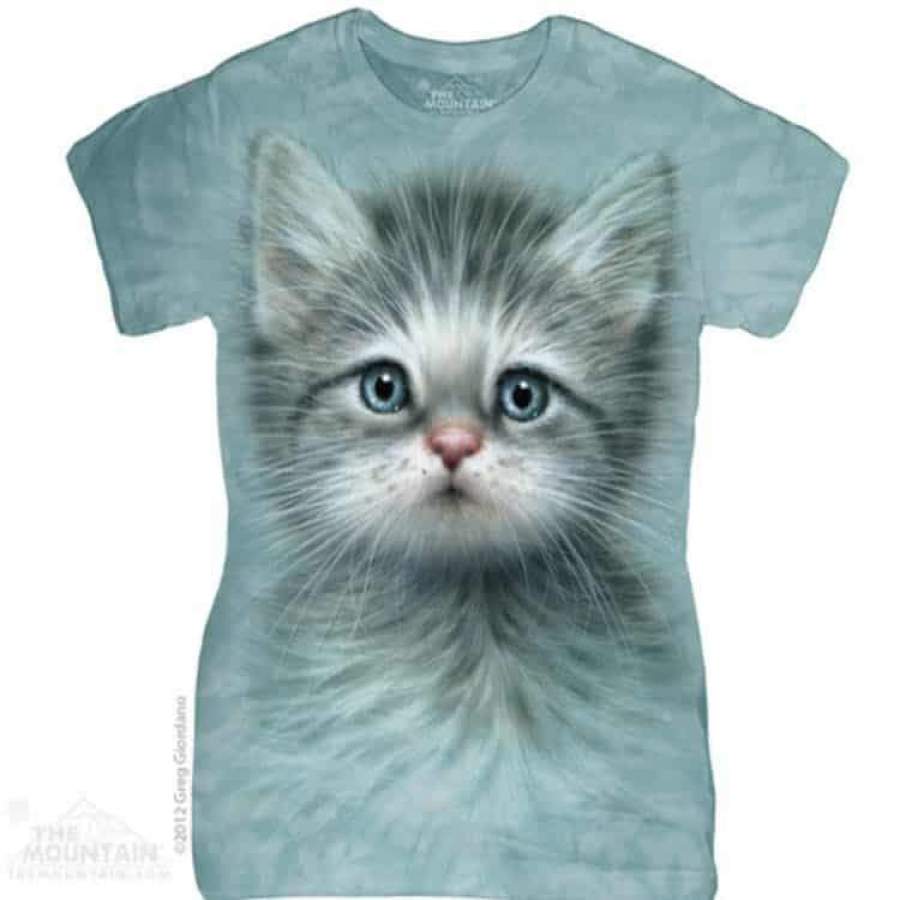 Blue Eyed Kitten Big Face Womens T-Shirt