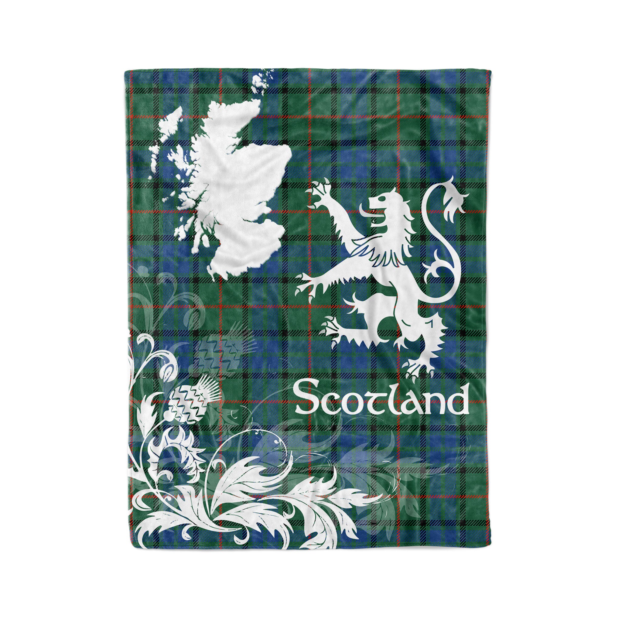 Tartan Plaid Fleece Blanket Tartan Blanket Thistle And Lion Scottish Clan Lauder Plaid Blanket