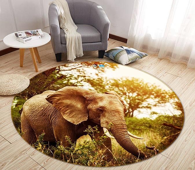 3D Long Nose Elephant 011 Round Rug – Round Carpet Home Decor