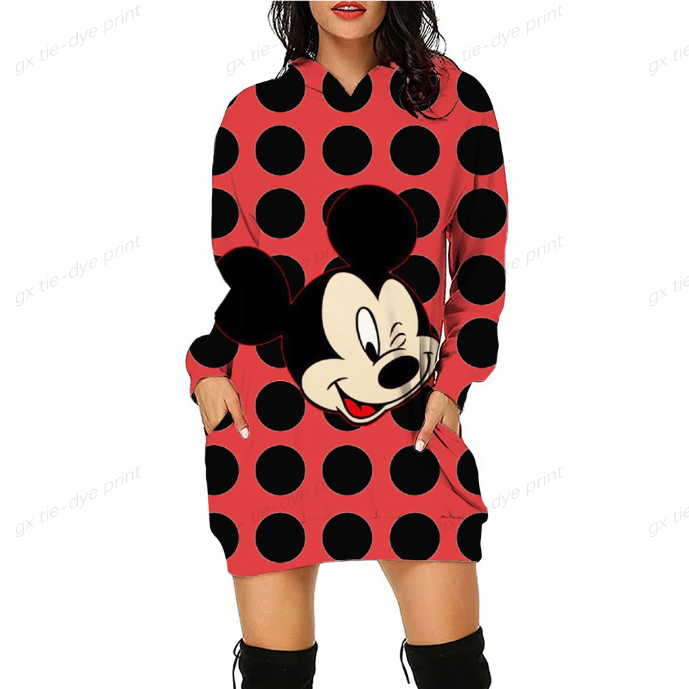 Women’s Long Sleeve Dress 2022 Hoodie Kawaii Minnie Sexy Dress Disney Elegant Women’s Party Sweater Dress Y2k Mickey alx