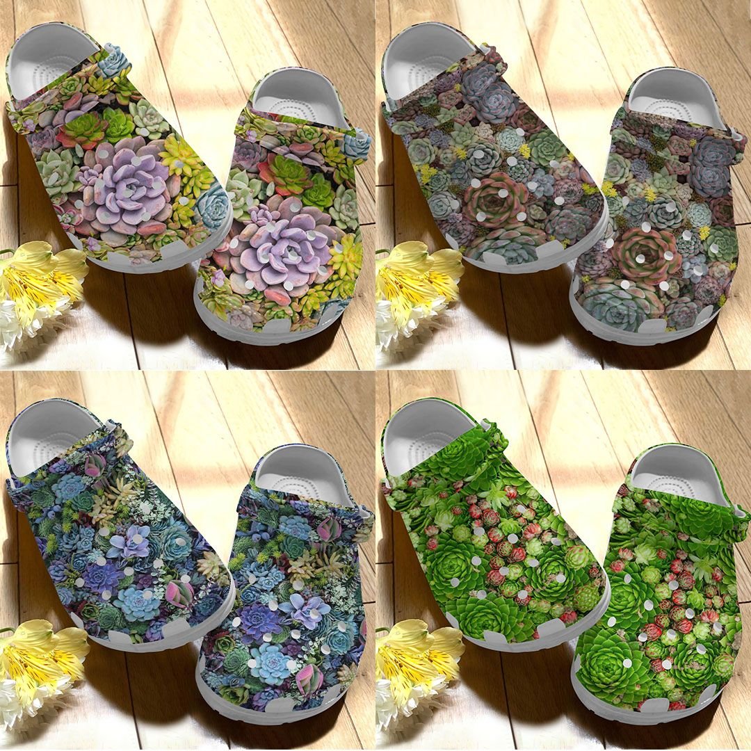 Succulent Personalize Clog, Custom Name, Text, Fashion Style For Women, Men, Kid, Print 3D Succulent Garden Reality