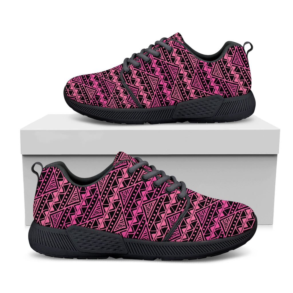 Pink African Ethnic Pattern Print Black Athletic Shoes