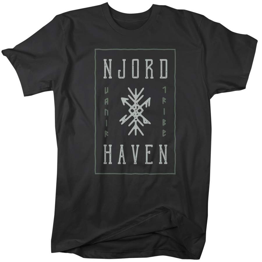 Men’s Viking T Shirt Njord Haven Viking Shirt Vanir Shirts Runes Shirt Vintage Graphic Tee Ancient Rune Glyph