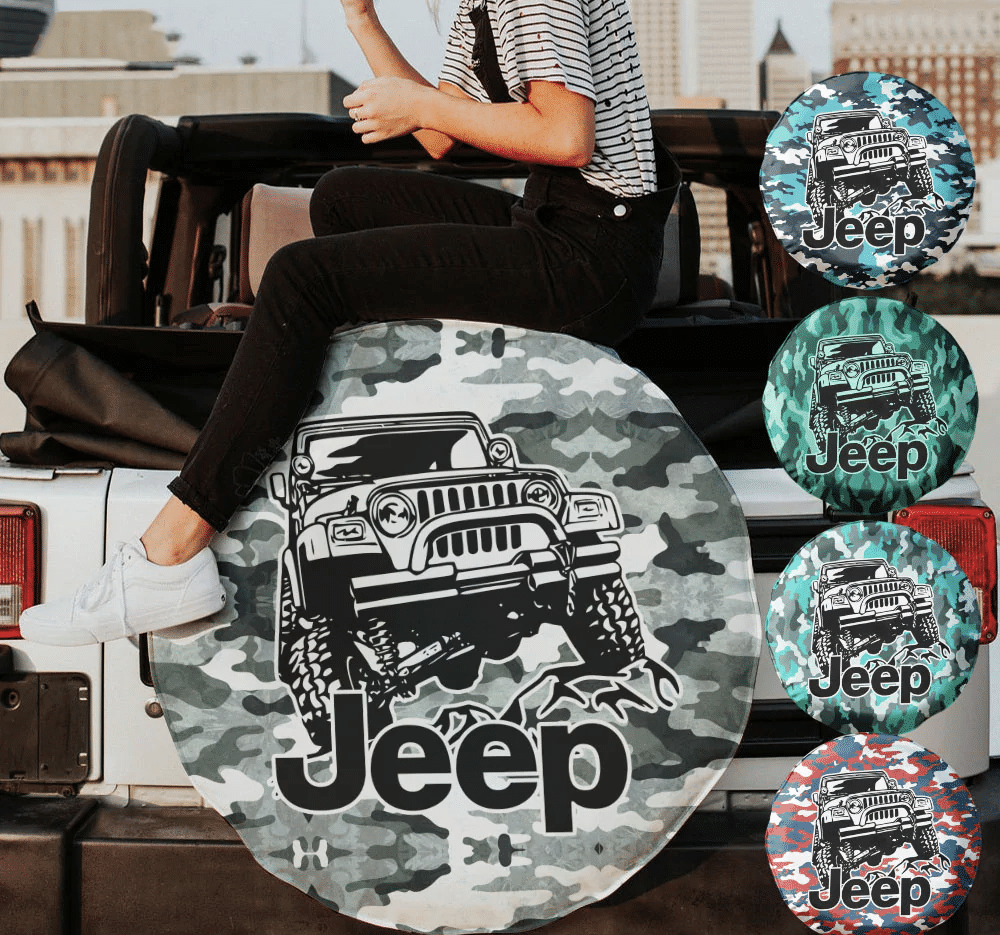 Multicolor Camouflage Jeep Spare Tire Cover