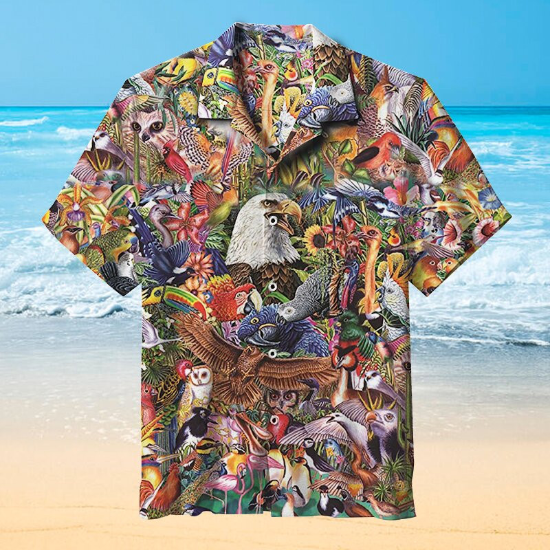 Retro Animals Birds Hawaiian Shirt  Unisex  Adult  Hw6725