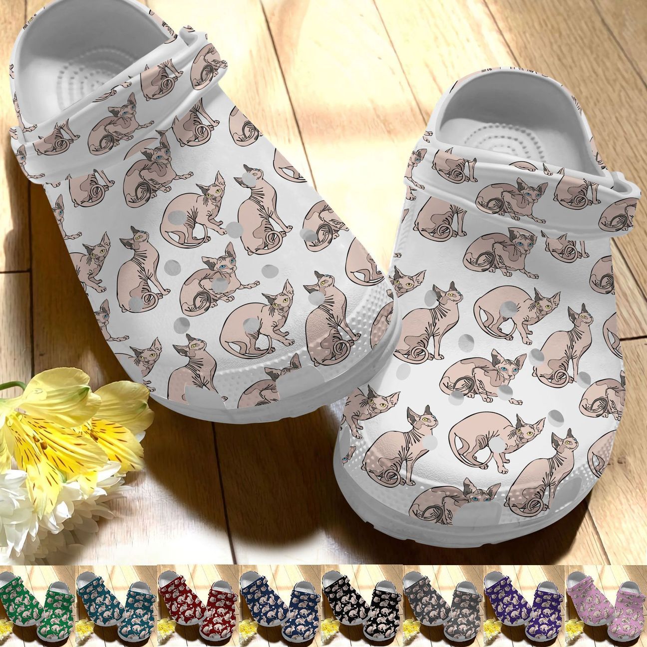 Cat Personalized Clog, Custom Name, Text Love Sphynx Cats, Fashion Style For Women, Men, Kid, Print 3D