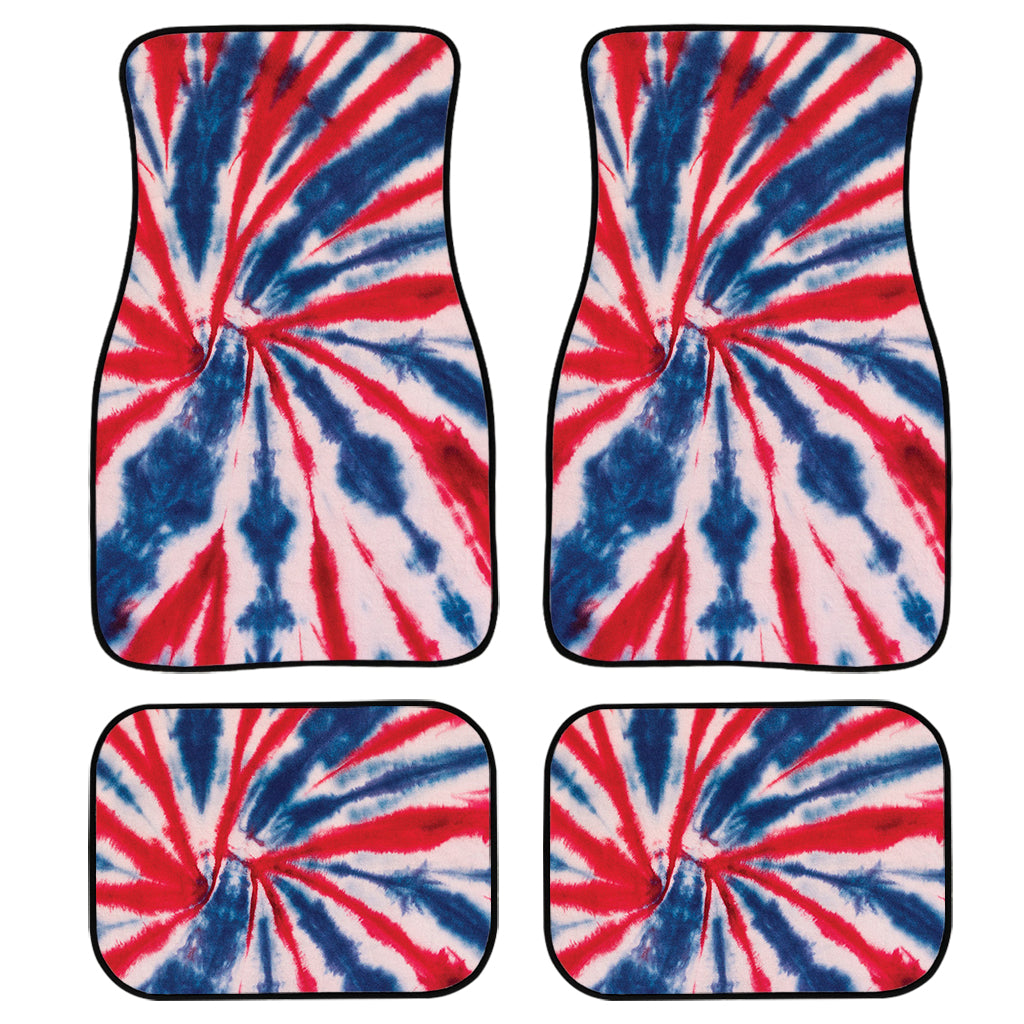 Red And Blue Spider Tie Dye Print Front And Back Car Floor Mats, Front Car Mat