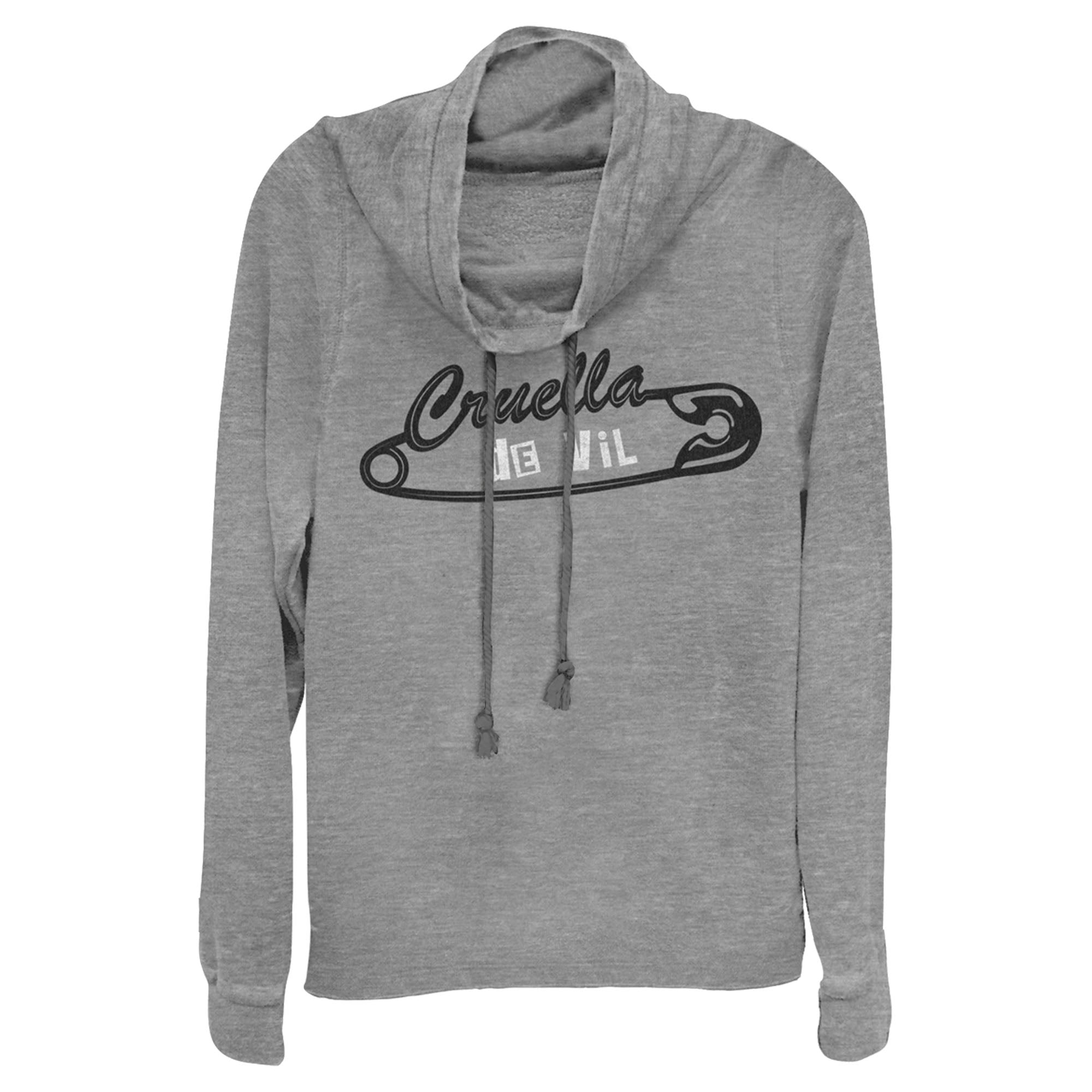 Cruella Junior’S Punk Rock Pin Logo  Cowl Neck Sweatshirt