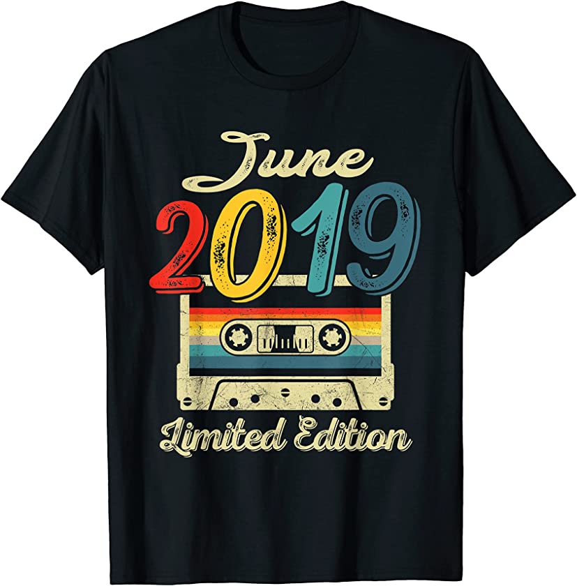 Vintage June 2019 Cassette Tape 2nd Birthday Decorations T-Shirt