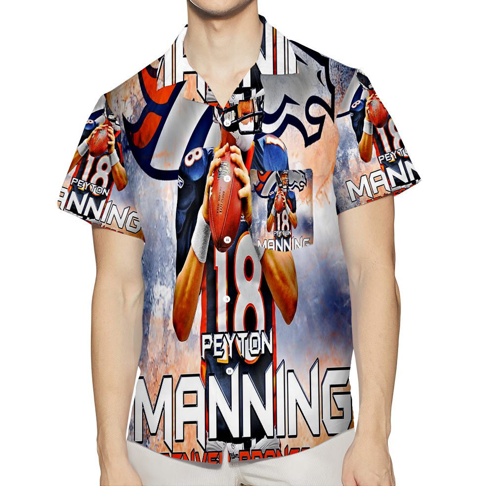 Denver Broncos 18 Peyton Manning V48 3D All Over Print Summer Beach Hawaiian Shirt With Pocket