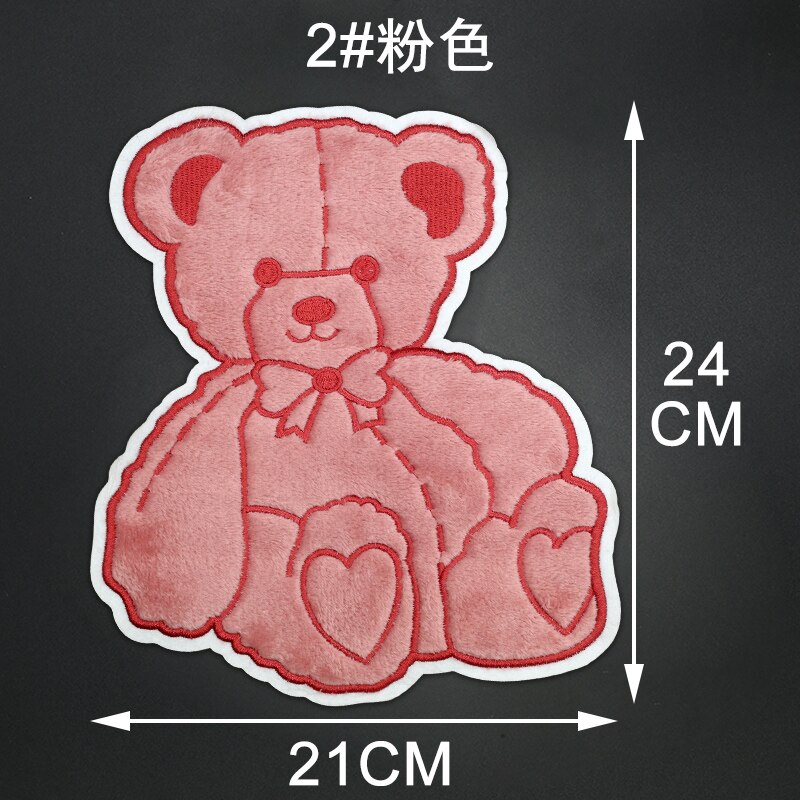 21x24cm Decor Large Bear Fabric Patches for Clothing Child Sweater Cartoon Cute Patch on Clothes Sew Needlework Accessories Diy alx